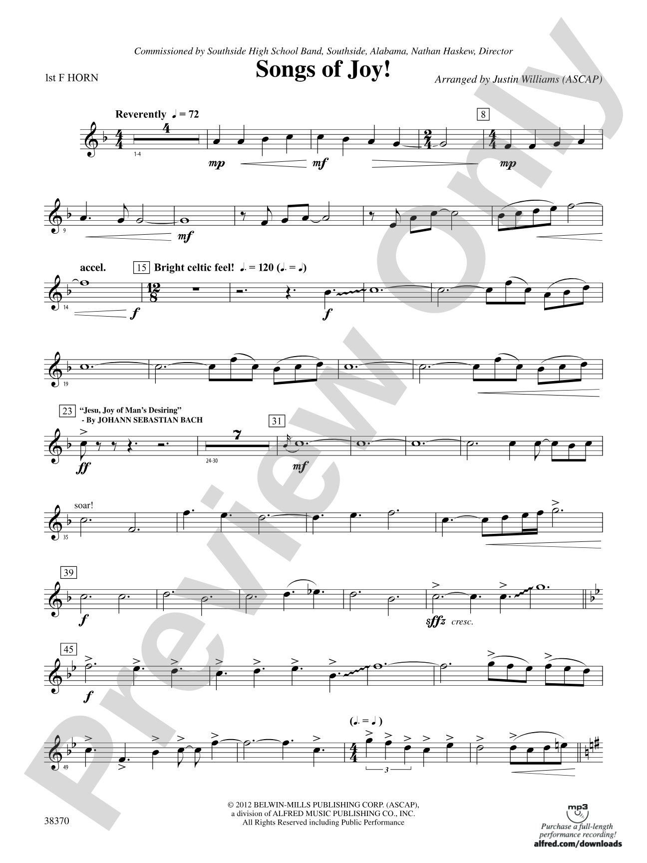 Songs of Joy!: 1st F Horn