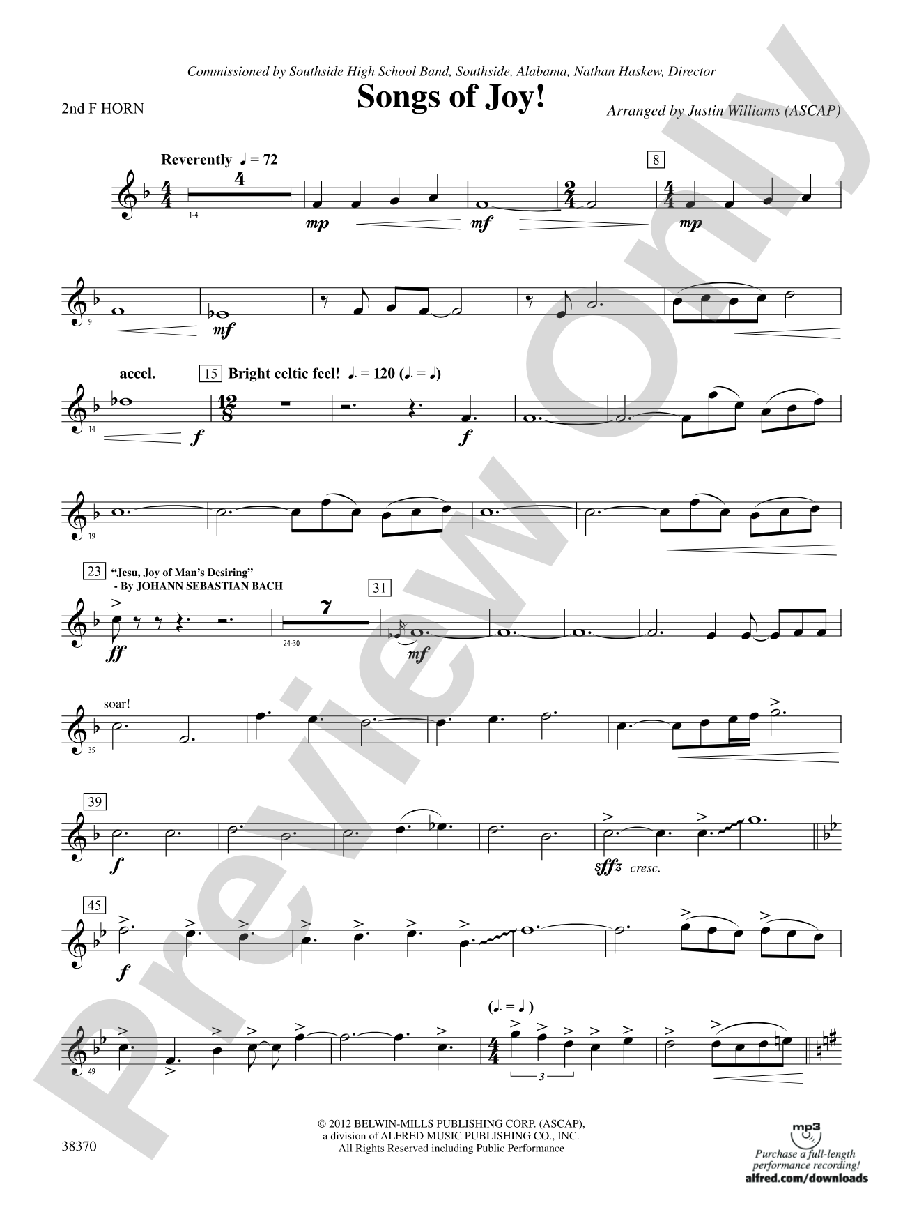 Songs of Joy!: 2nd F Horn