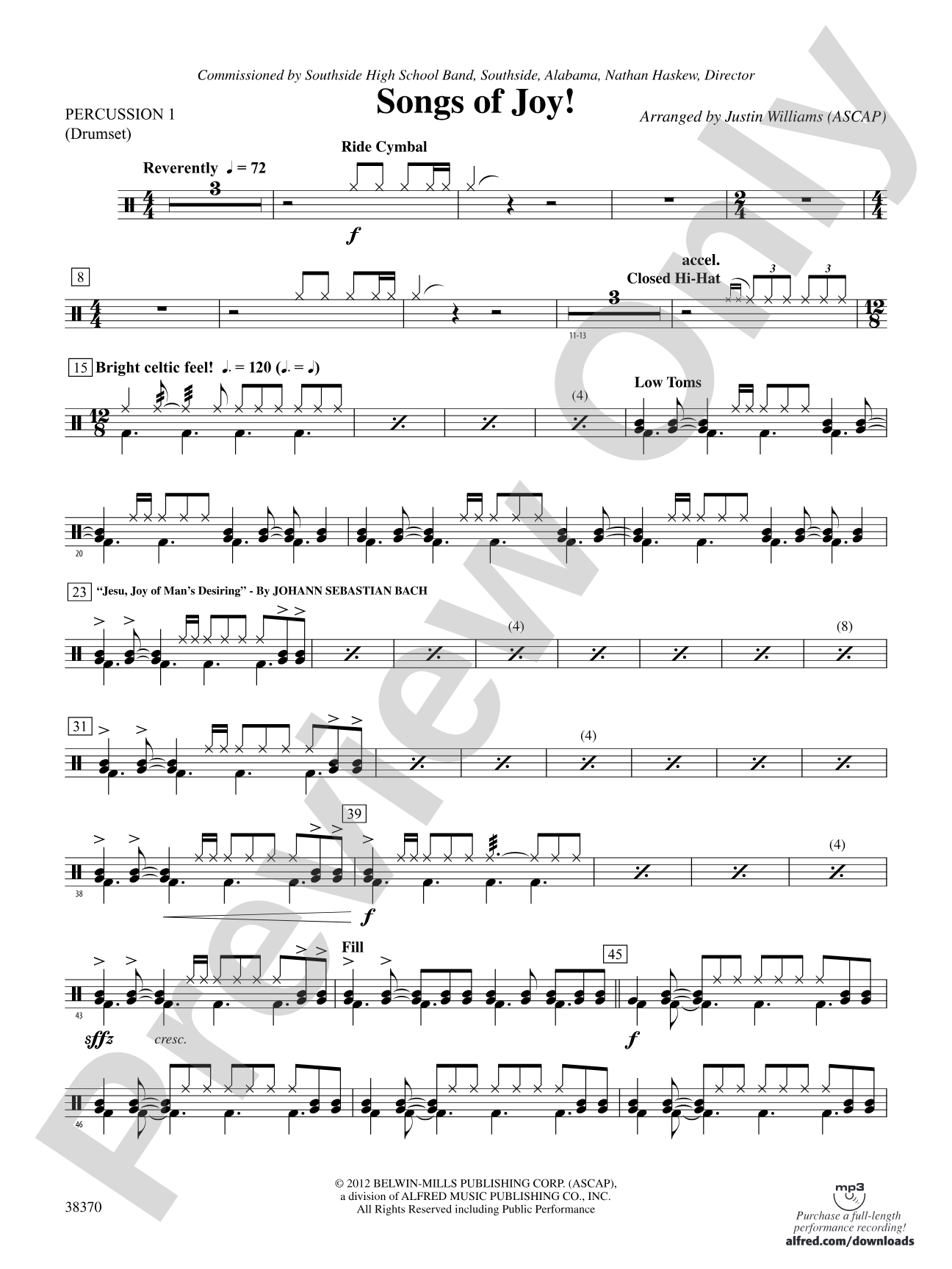 Songs of Joy!: 1st Percussion