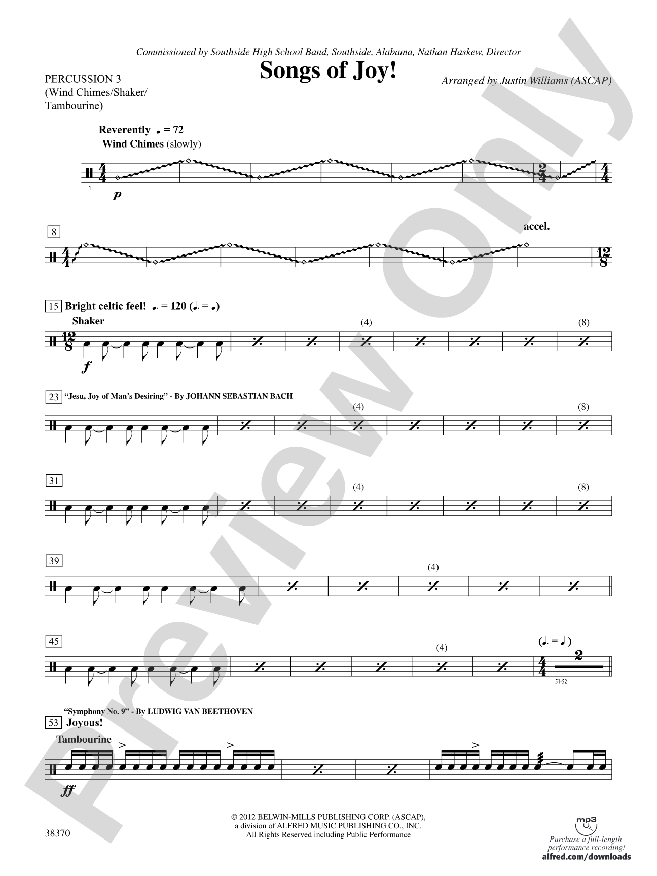 Songs of Joy!: 3rd Percussion