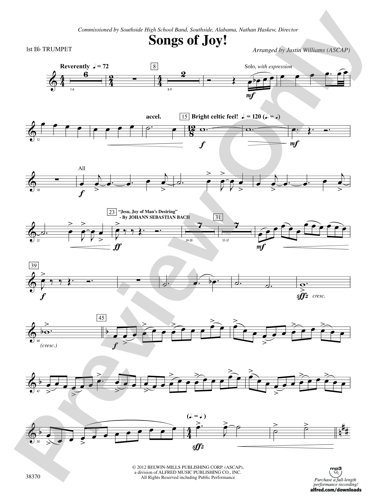 Songs of Joy!: 1st B-flat Trumpet