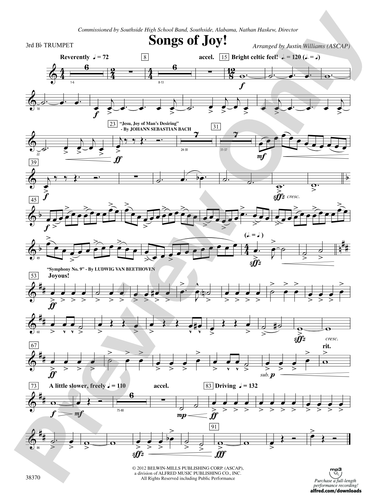 Songs of Joy!: 3rd B-flat Trumpet