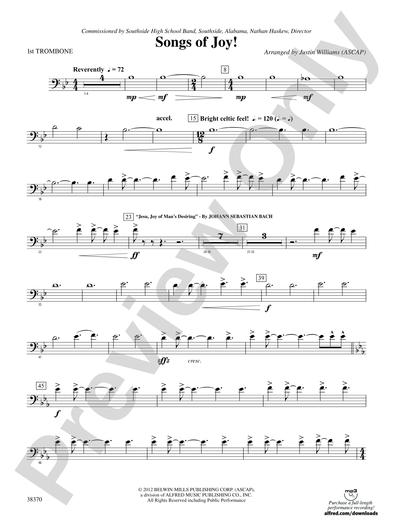 Songs of Joy!: 1st Trombone