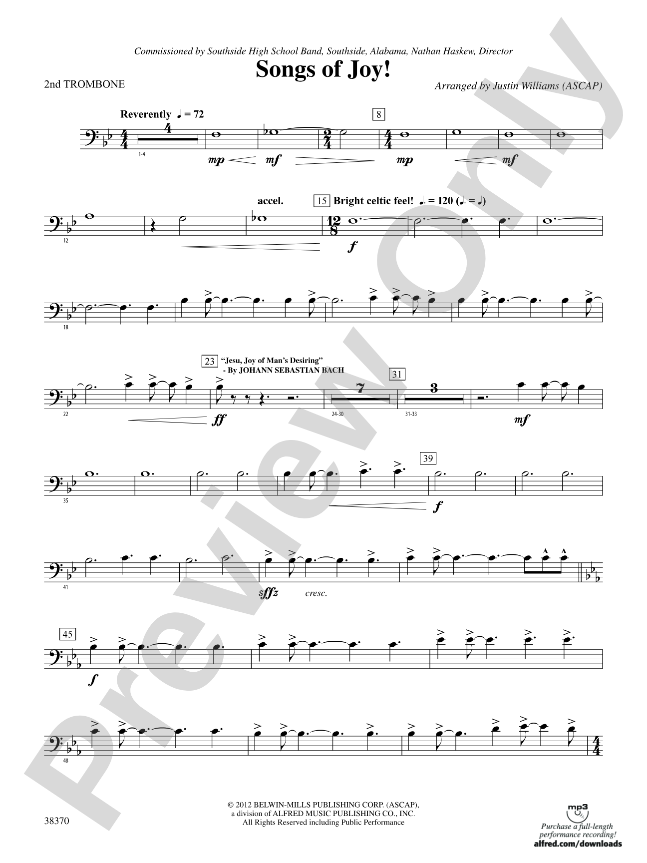 Songs of Joy!: 2nd Trombone