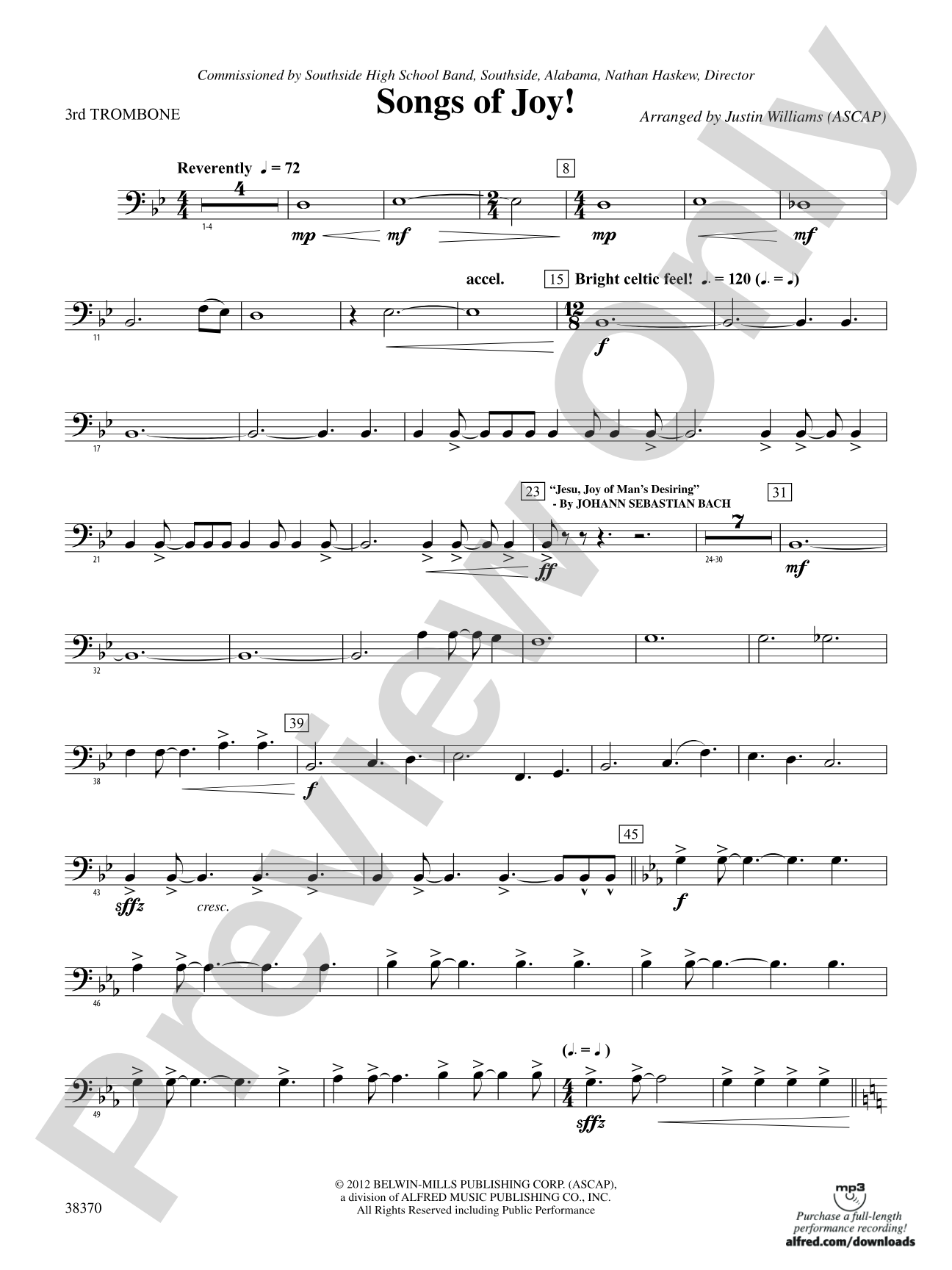 Songs of Joy!: 3rd Trombone