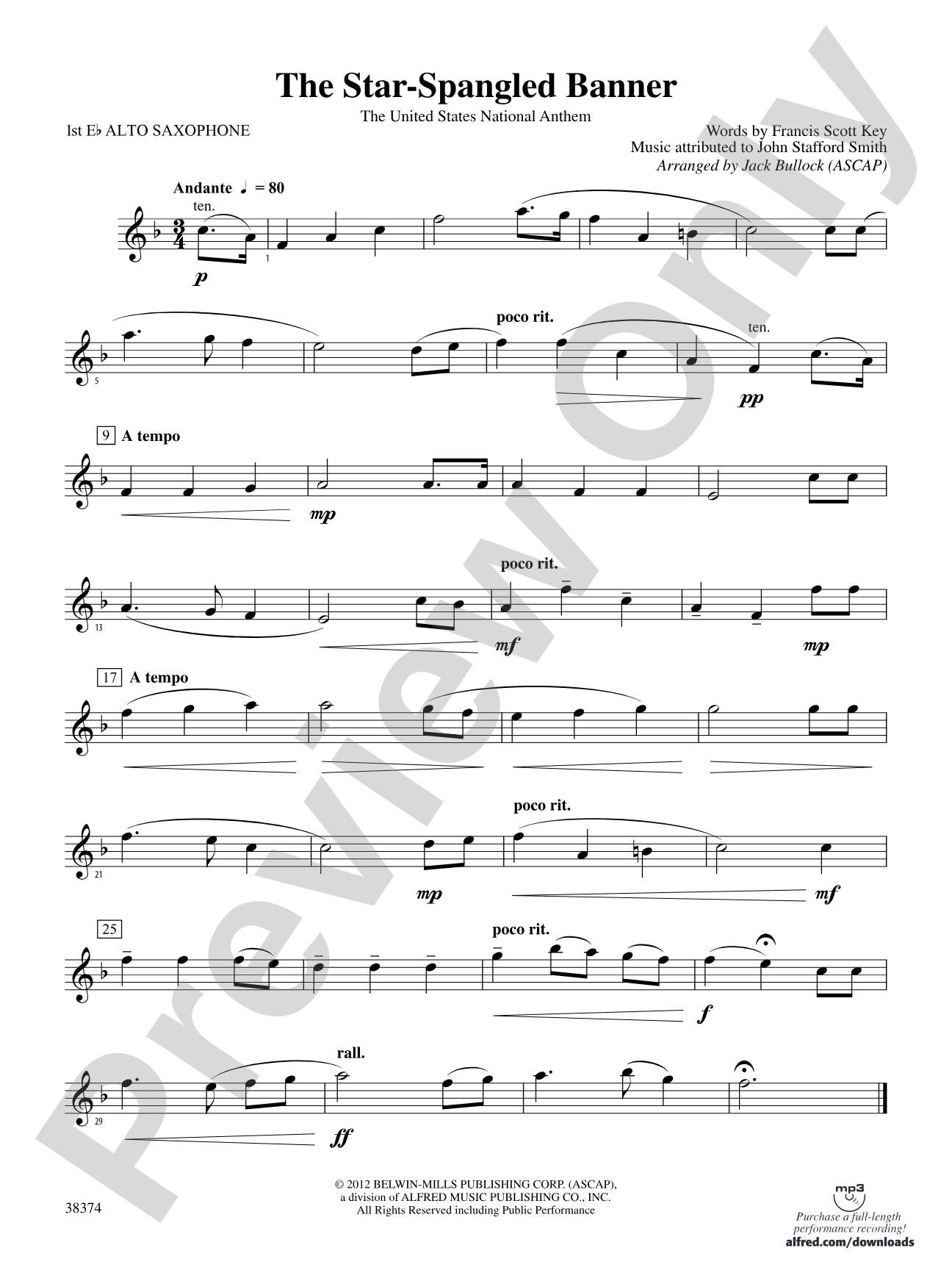 The Star-Spangled Banner: E-flat Alto Saxophone