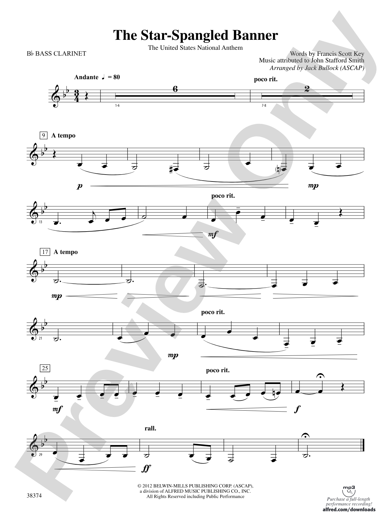 The Star-Spangled Banner: B-flat Bass Clarinet