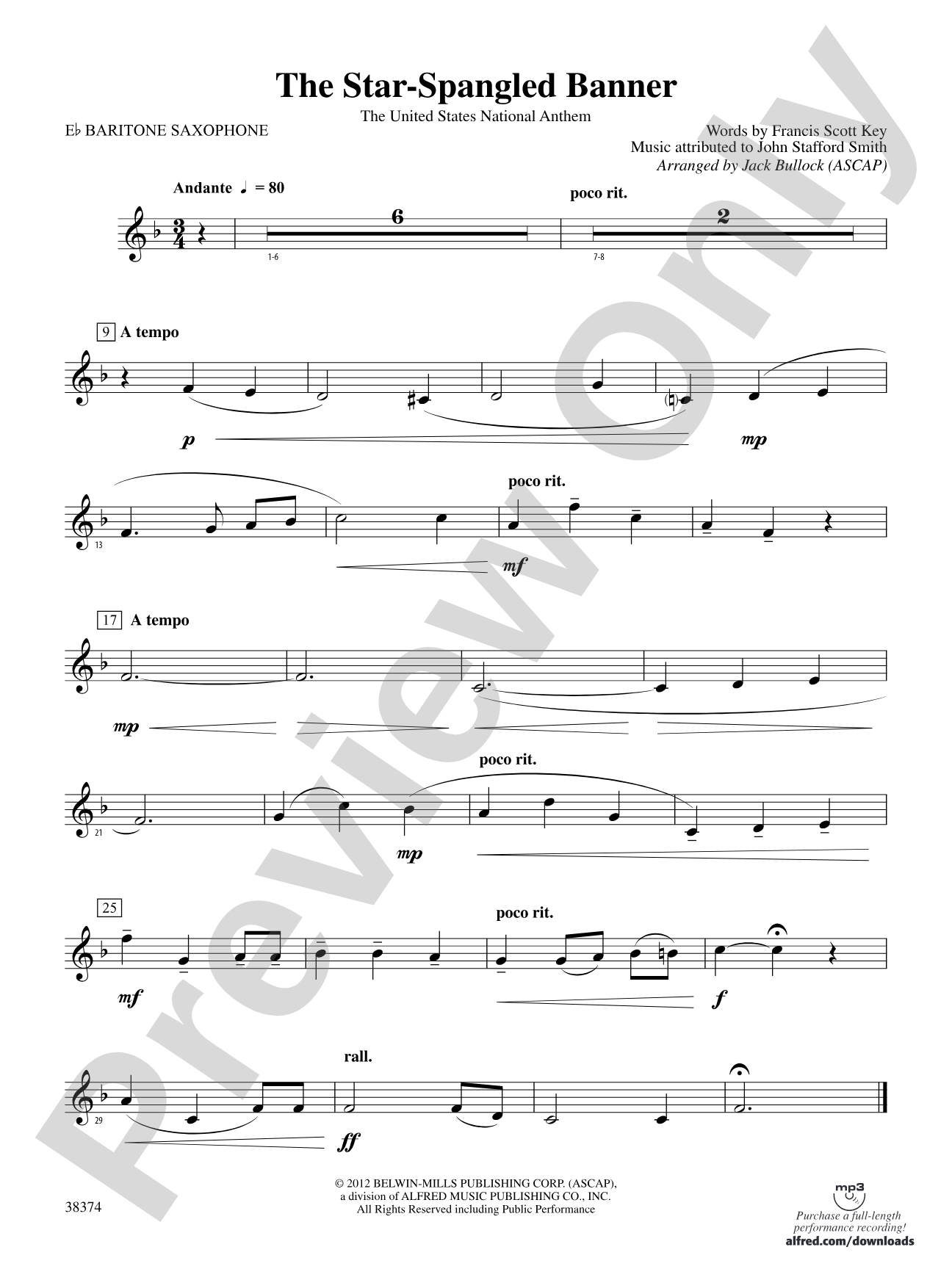 The Star-Spangled Banner: E-flat Baritone Saxophone