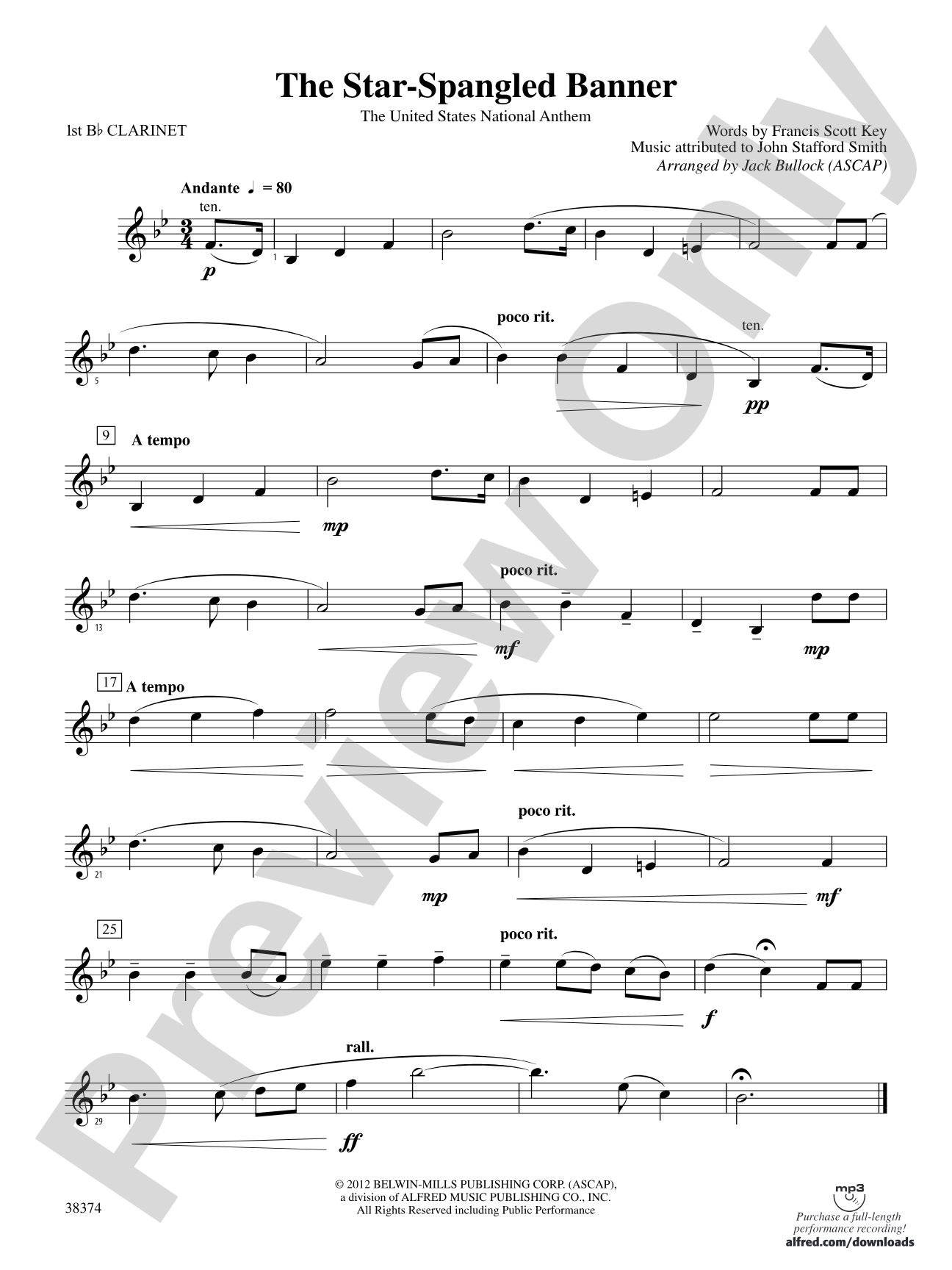 The Star-Spangled Banner: 1st B-flat Clarinet