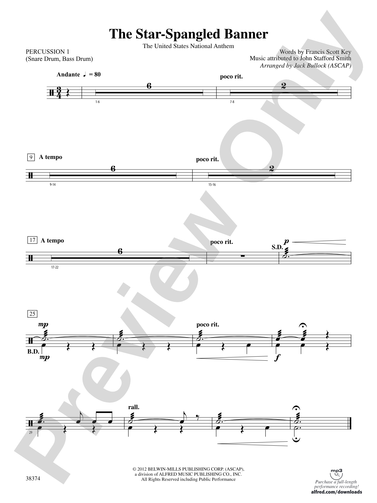 The Star-Spangled Banner: 1st Percussion