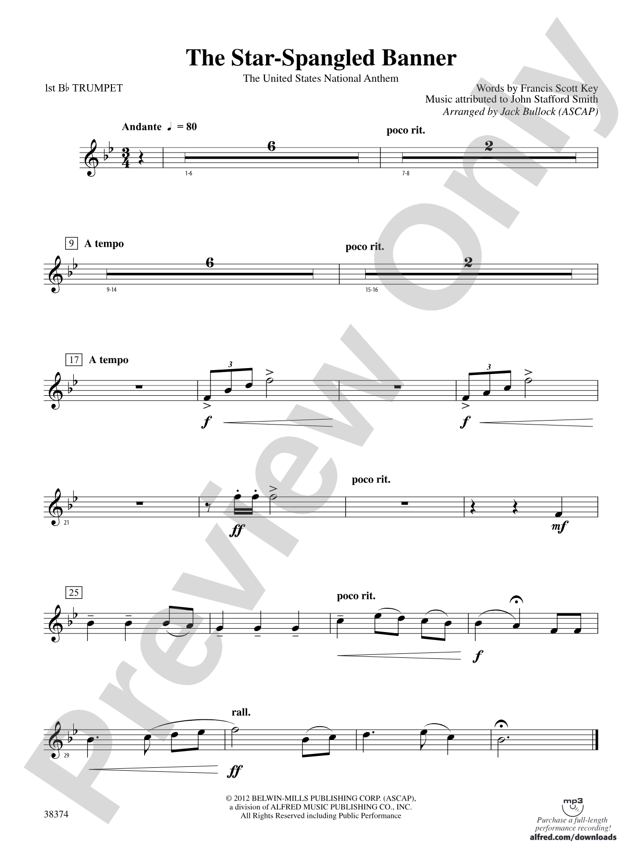 The Star-Spangled Banner: 1st B-flat Trumpet