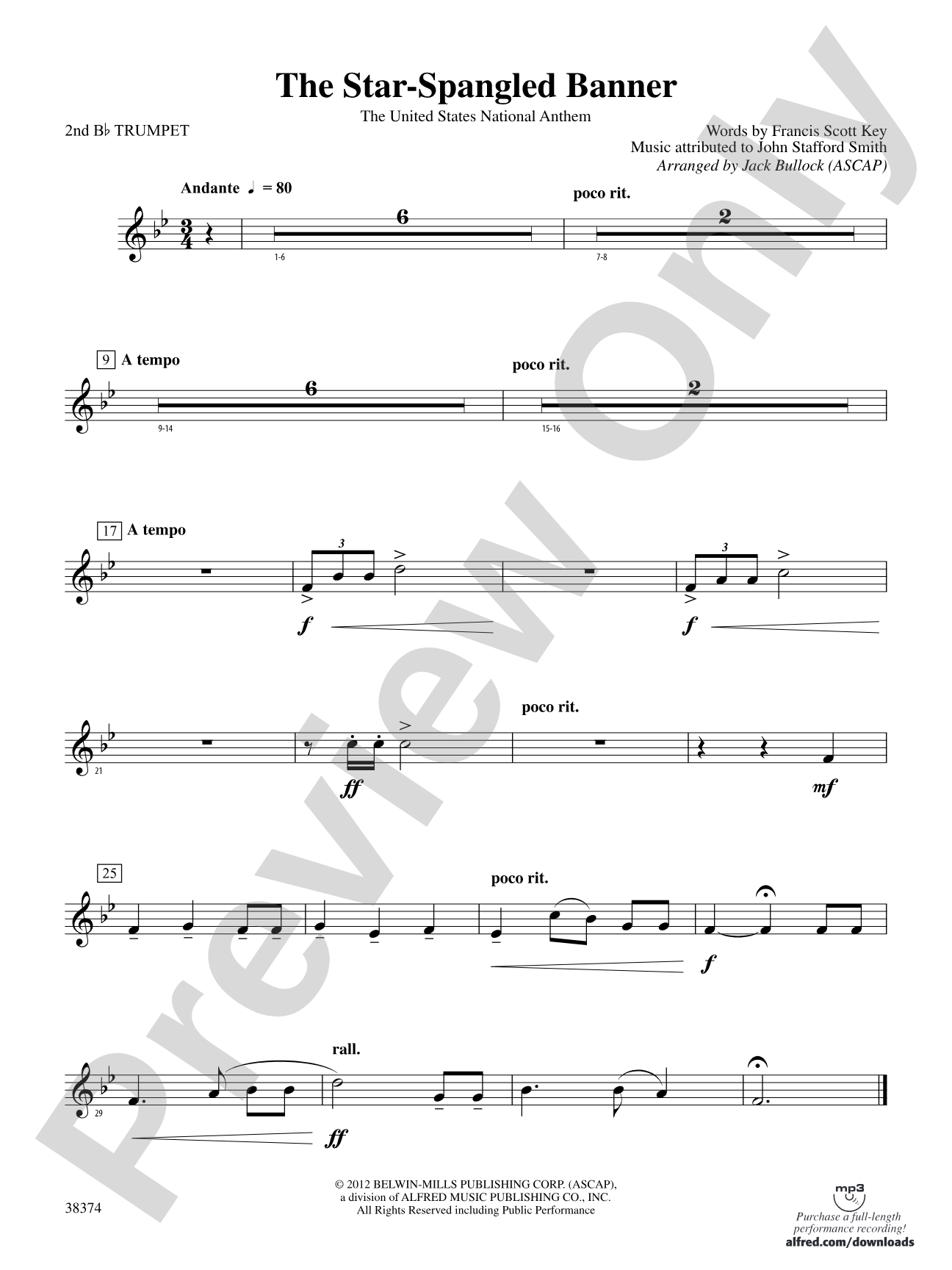 The Star-Spangled Banner: 2nd B-flat Trumpet
