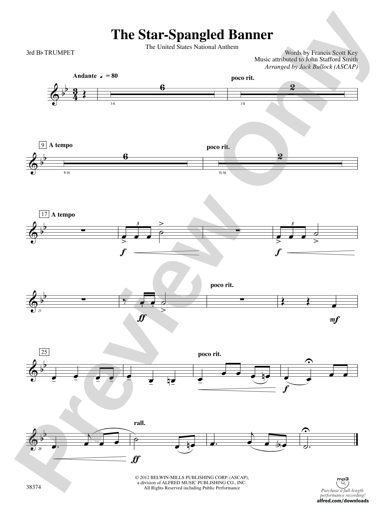 The Star-Spangled Banner: 3rd B-flat Trumpet