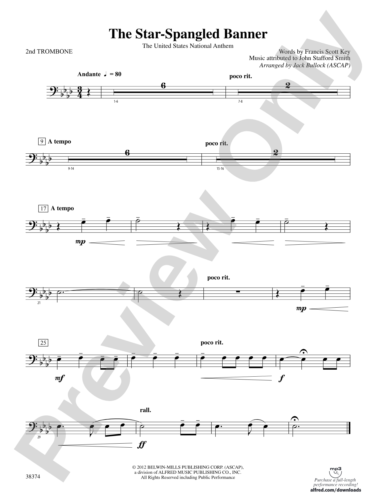 The Star-Spangled Banner: 2nd Trombone