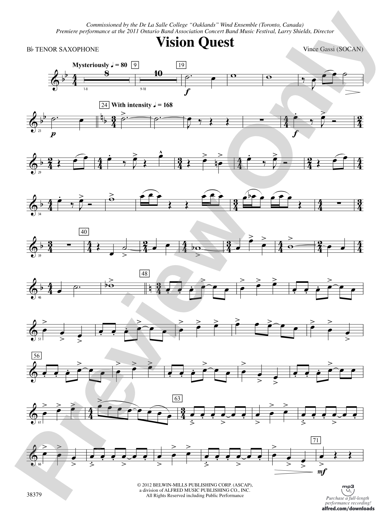 Vision Quest: B-flat Tenor Saxophone