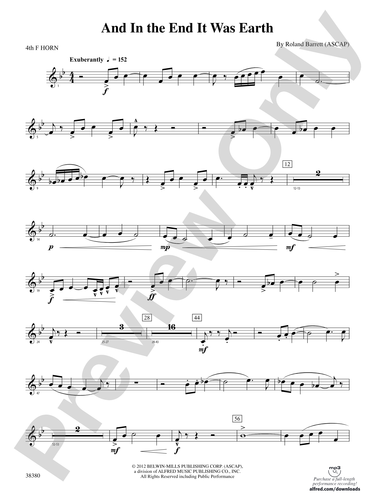 And in the End It Was Earth: 4th F Horn