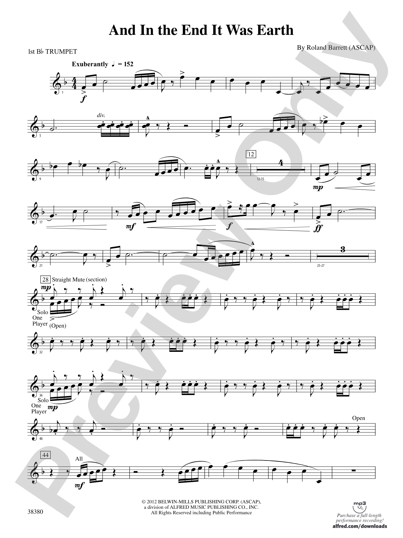 And in the End It Was Earth: 1st B-flat Trumpet