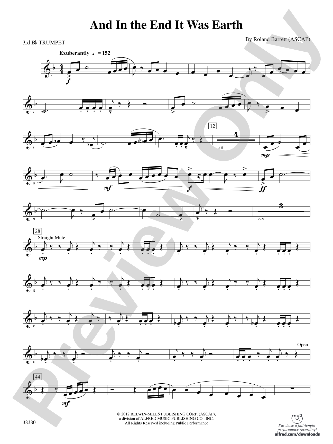 And in the End It Was Earth: 3rd B-flat Trumpet