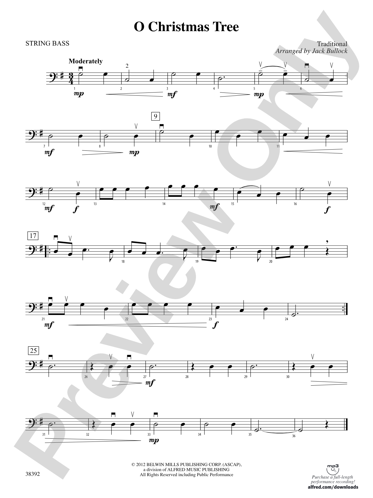 O Christmas Tree: String Bass