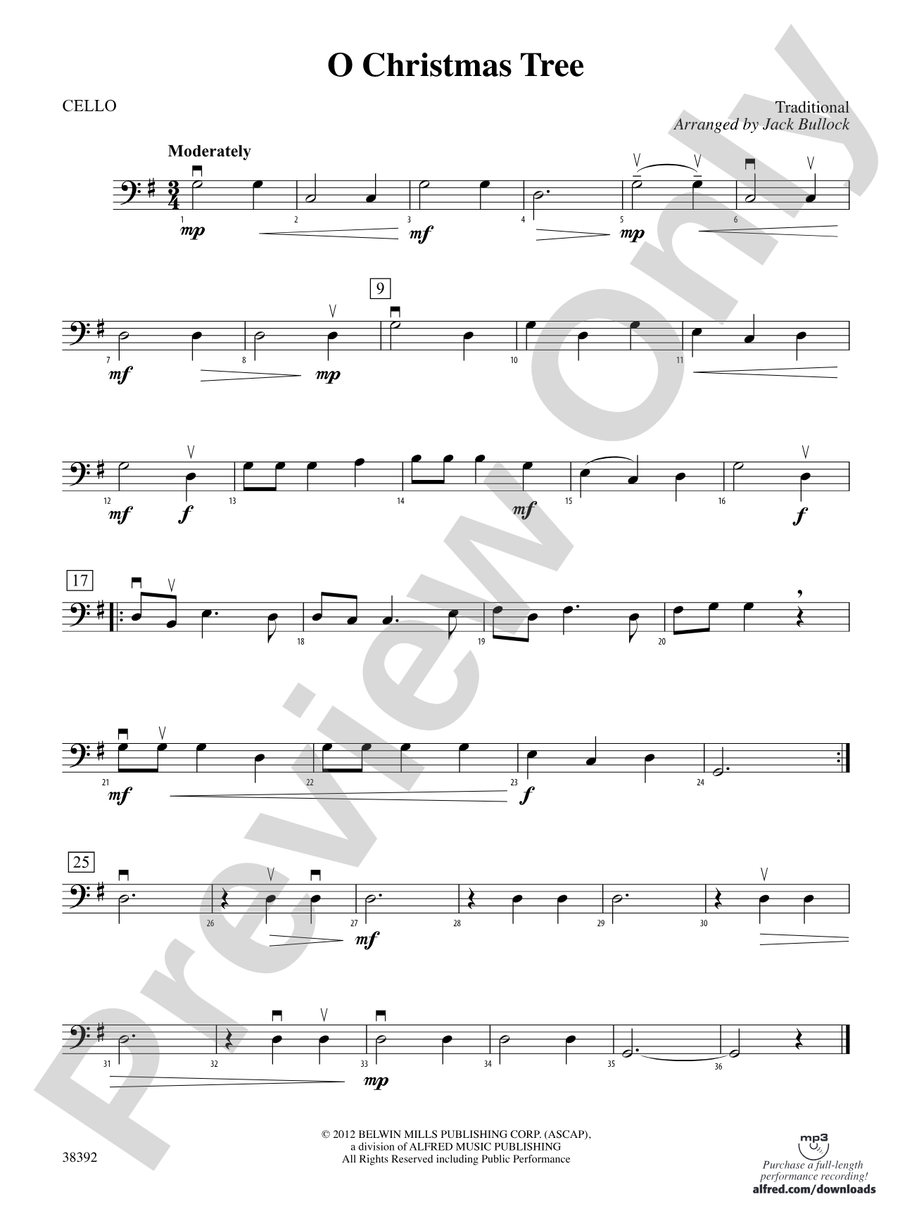 O Christmas Tree: Cello