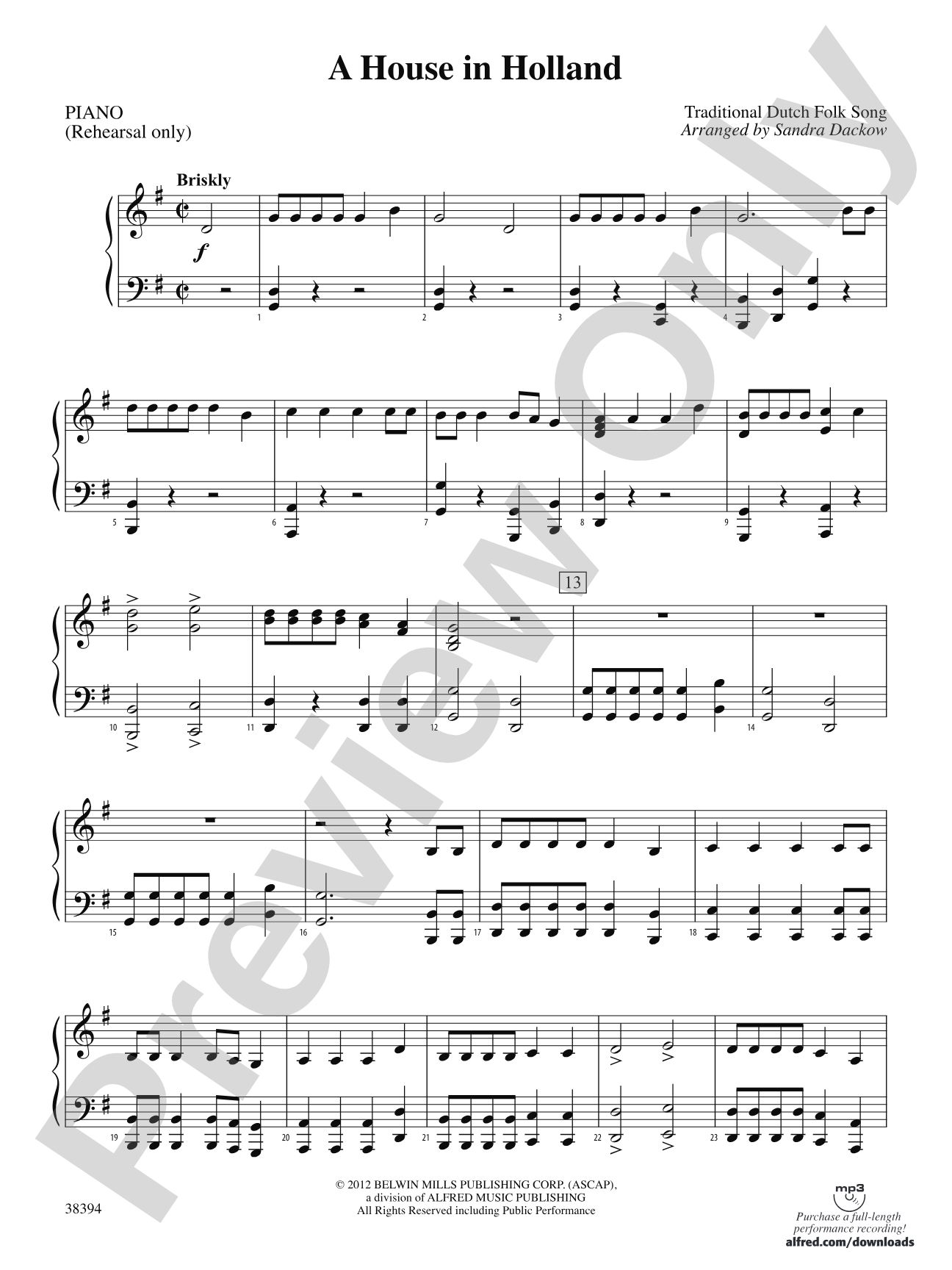 A House in Holland: Piano Accompaniment