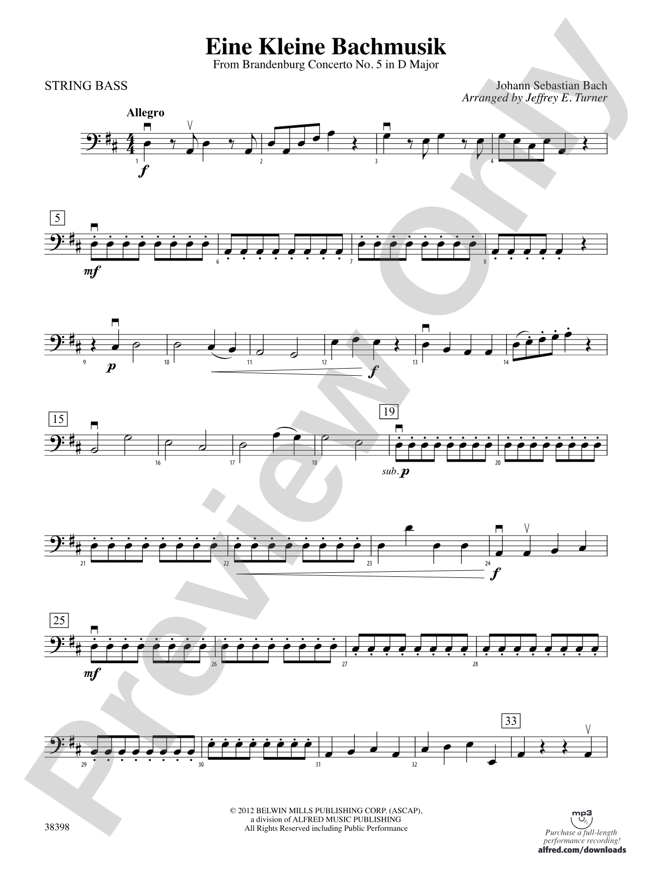 Eine Kleine Bachmusik (from Brandenburg Concerto No. 5 in D Major): String Bass