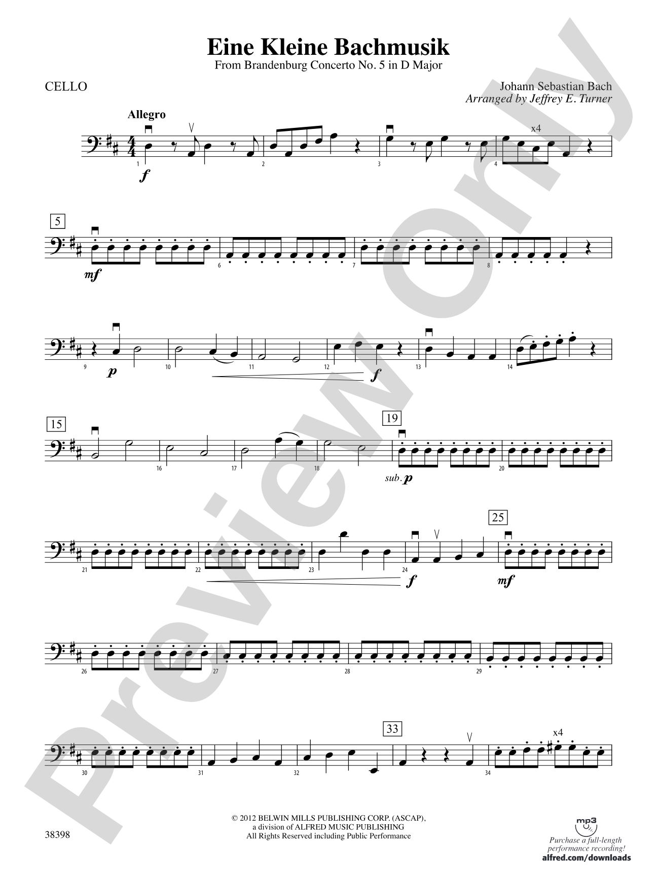 Eine Kleine Bachmusik (from Brandenburg Concerto No. 5 in D Major): Cello