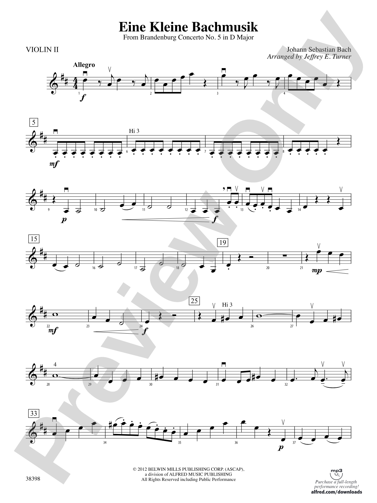 Eine Kleine Bachmusik (from Brandenburg Concerto No. 5 in D Major): 2nd Violin