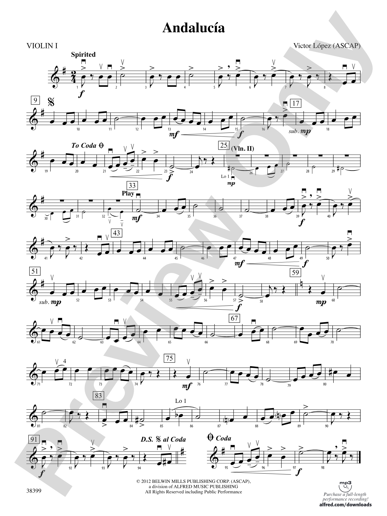 Andalucía: 1st Violin