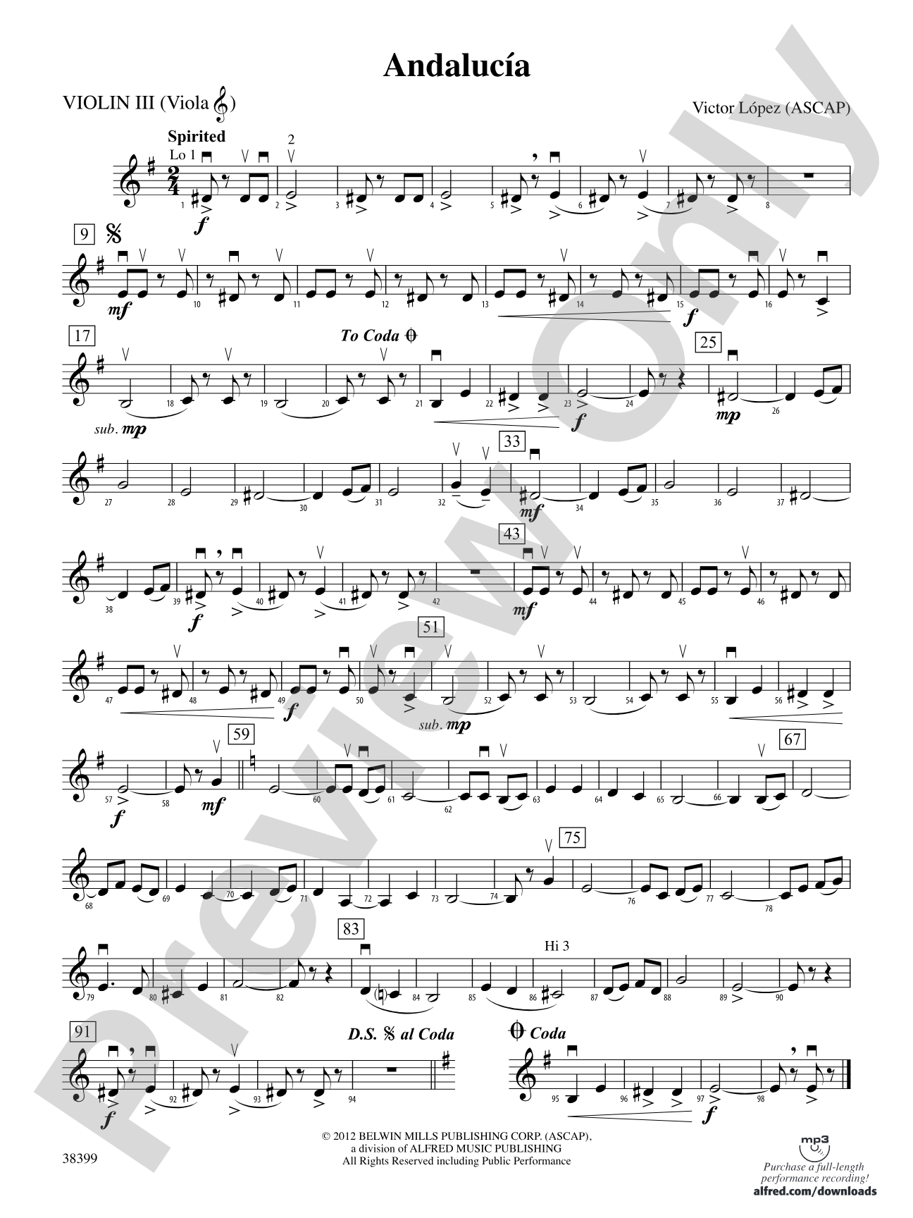 Andalucía: 3rd Violin (Viola [TC])