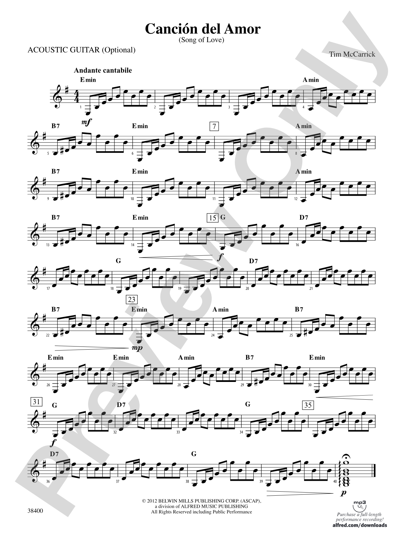 Canción del Amor: Guitar