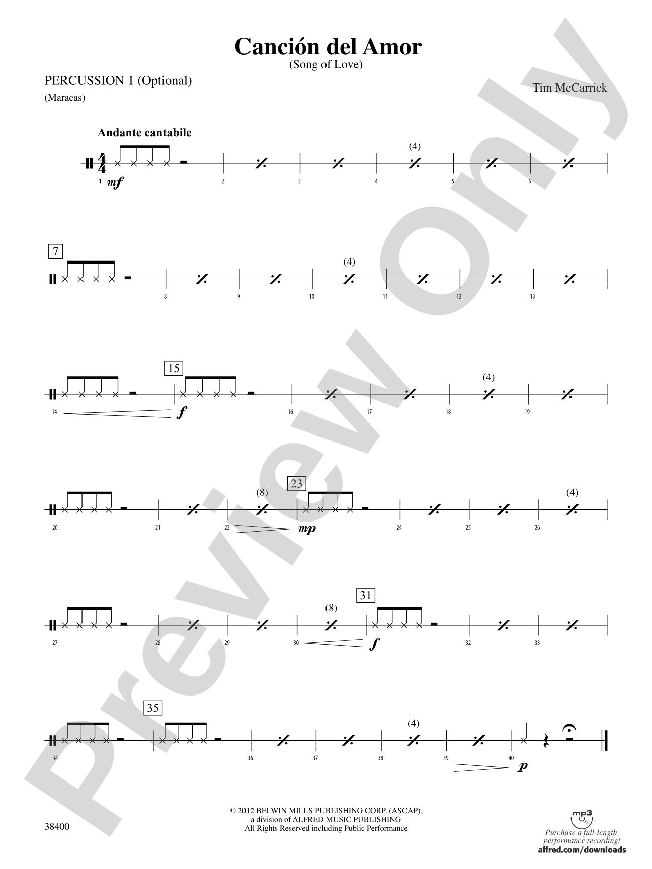Canción del Amor: 1st Percussion