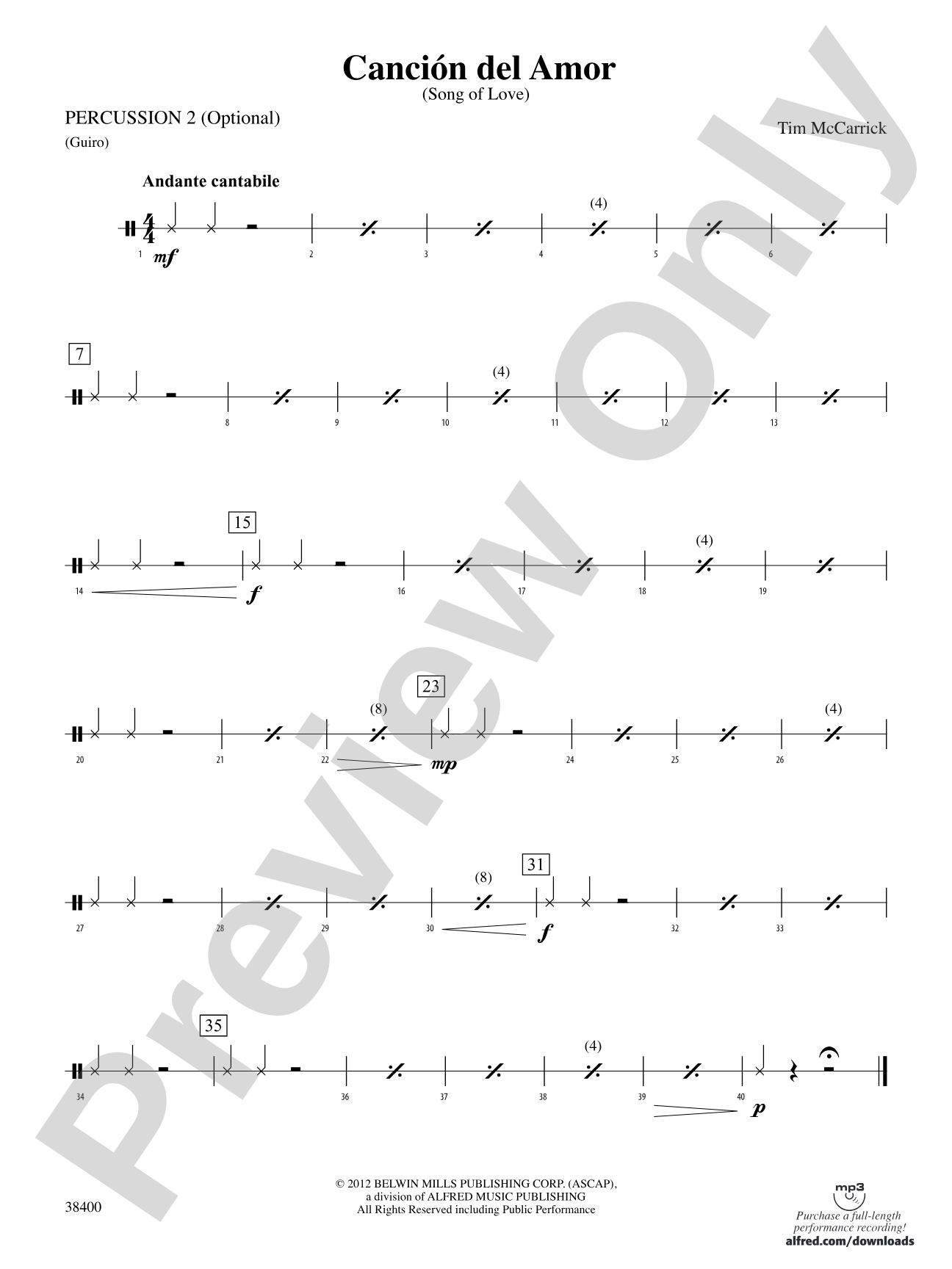 Canción del Amor: 2nd Percussion