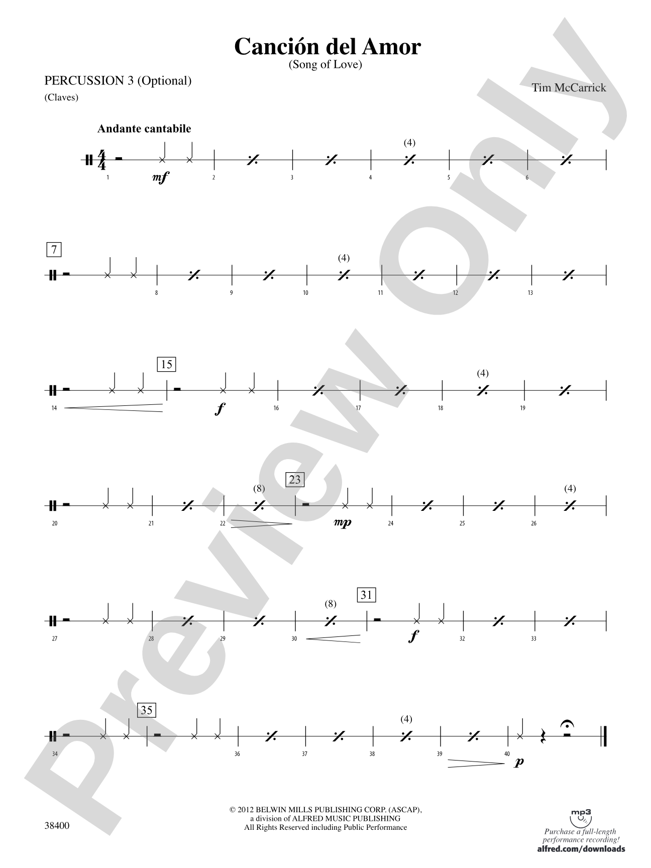 Canción del Amor: 3rd Percussion