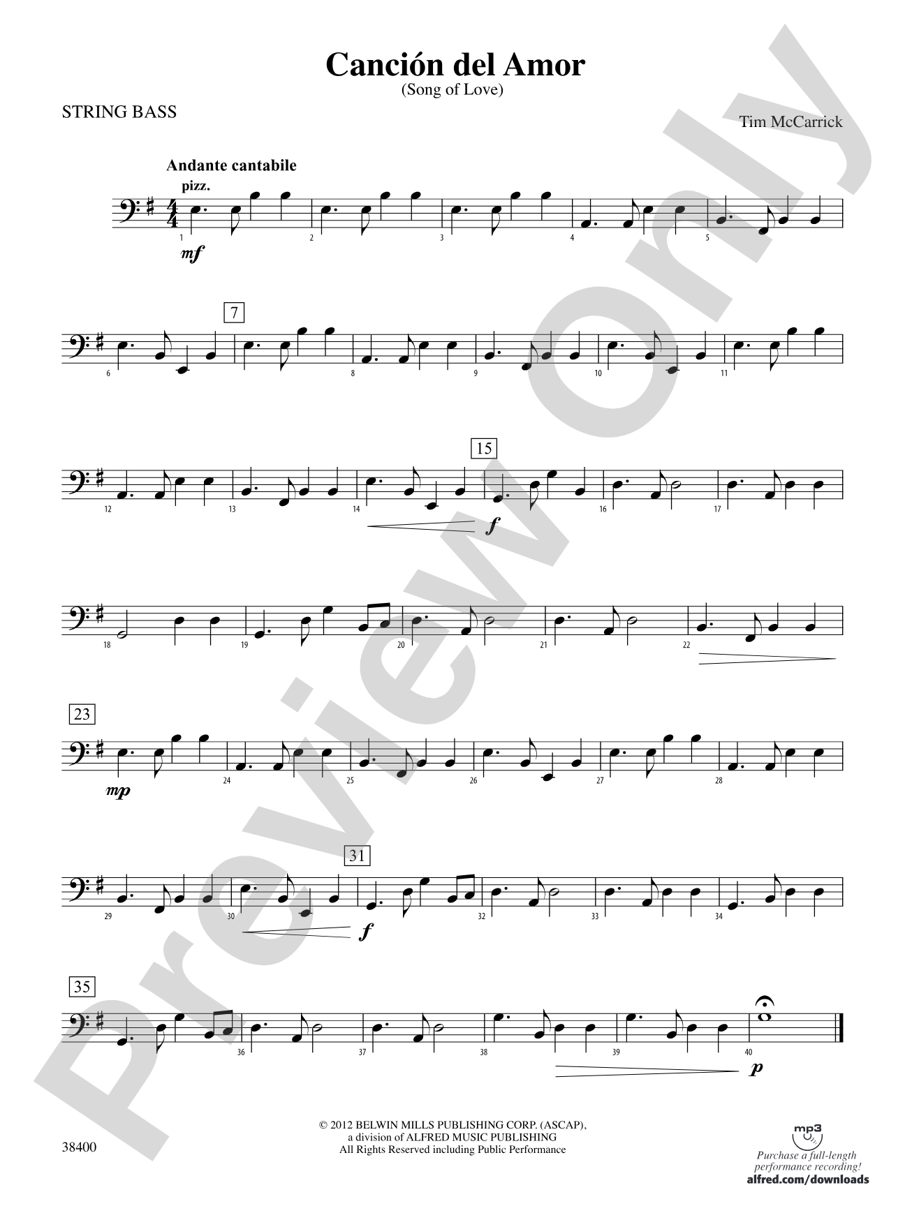 Canción del Amor: String Bass