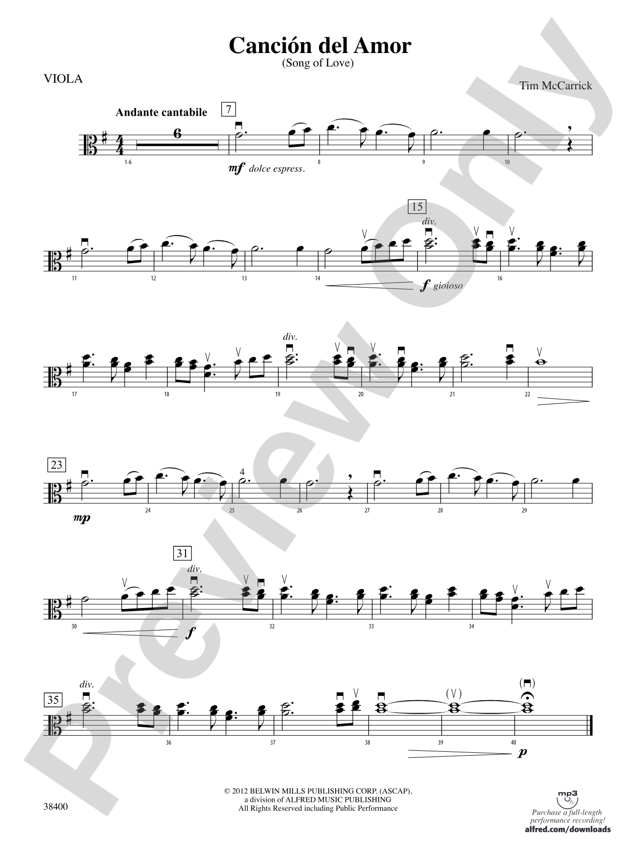 Canción del Amor: Viola