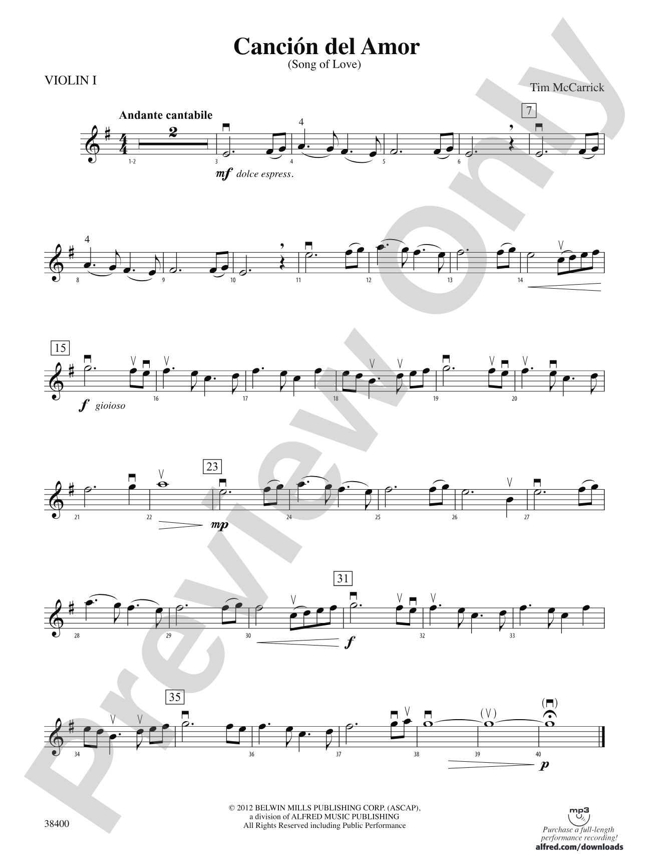 Canción del Amor: 1st Violin