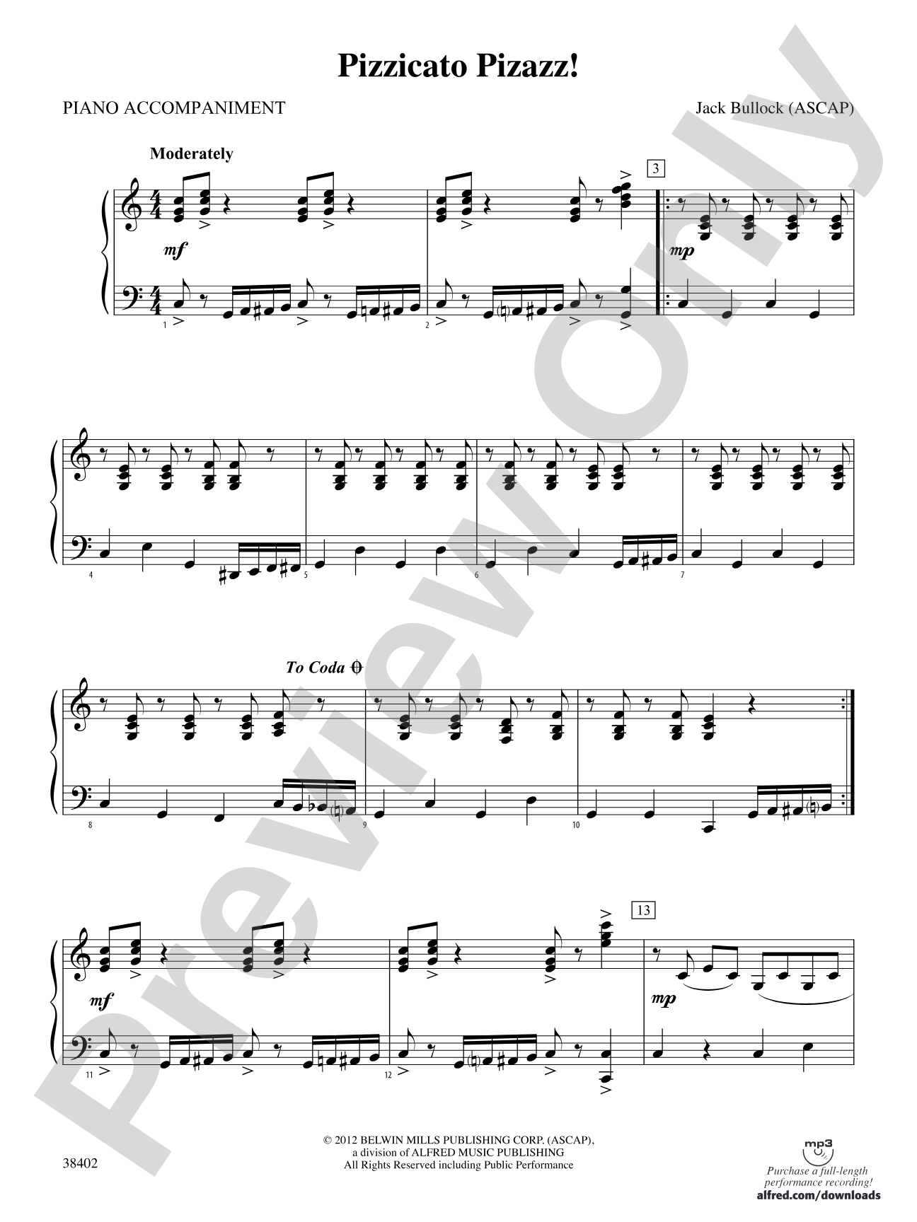 Pizzicato Pizazz!: Piano Accompaniment