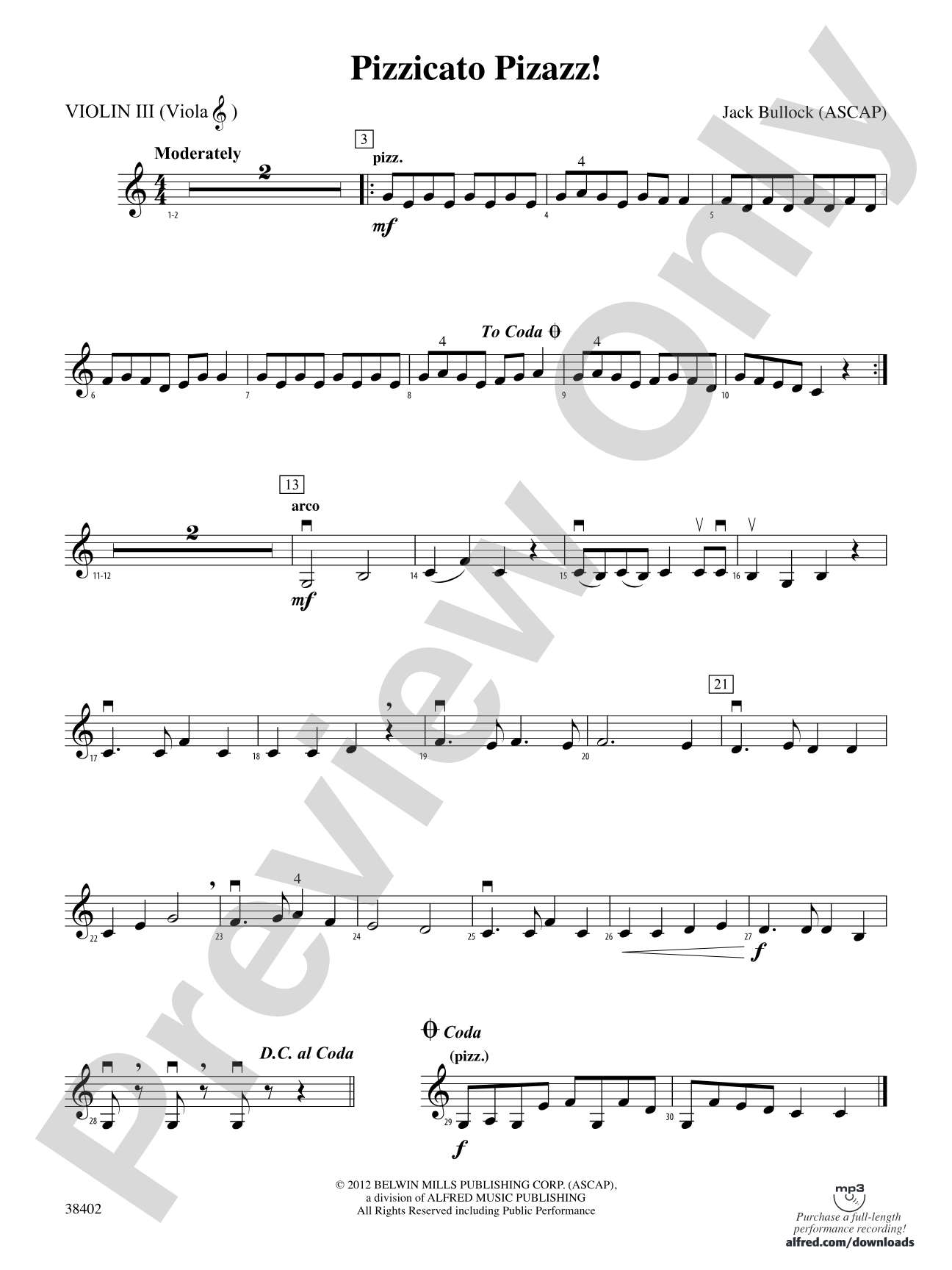 Pizzicato Pizazz!: 3rd Violin (Viola [TC])