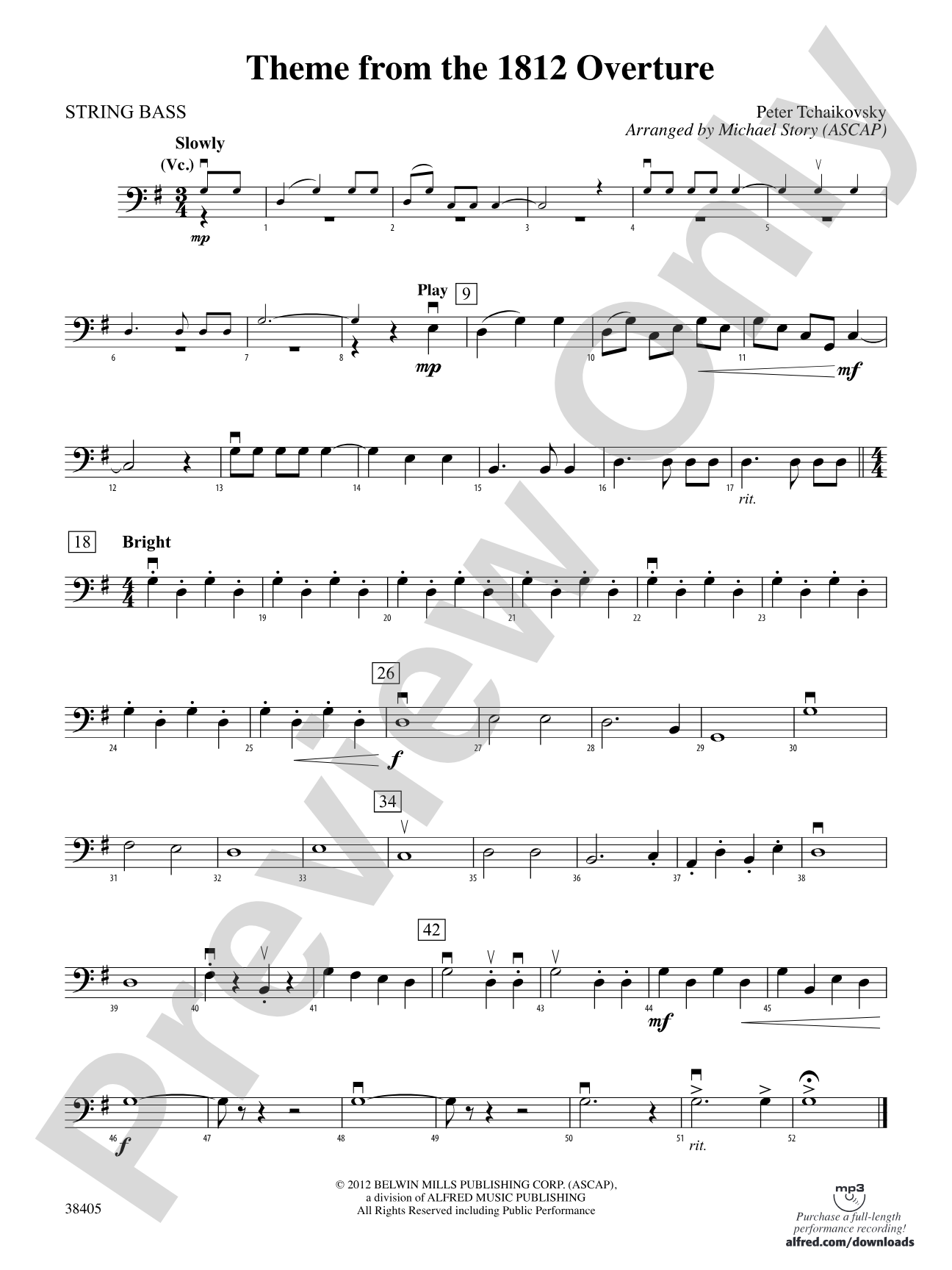 Theme from the "1812 Overture": String Bass