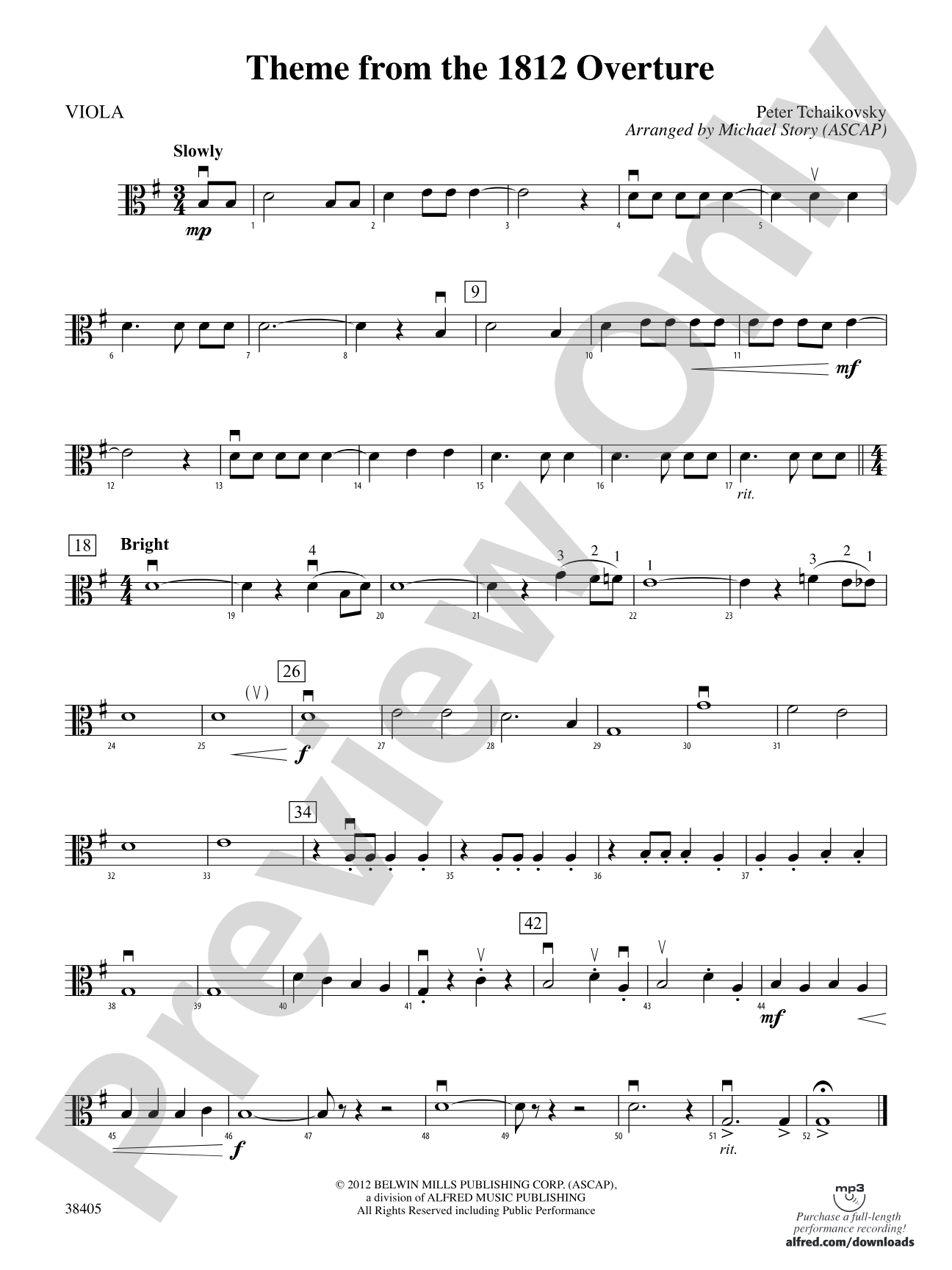 Theme from the "1812 Overture": Viola