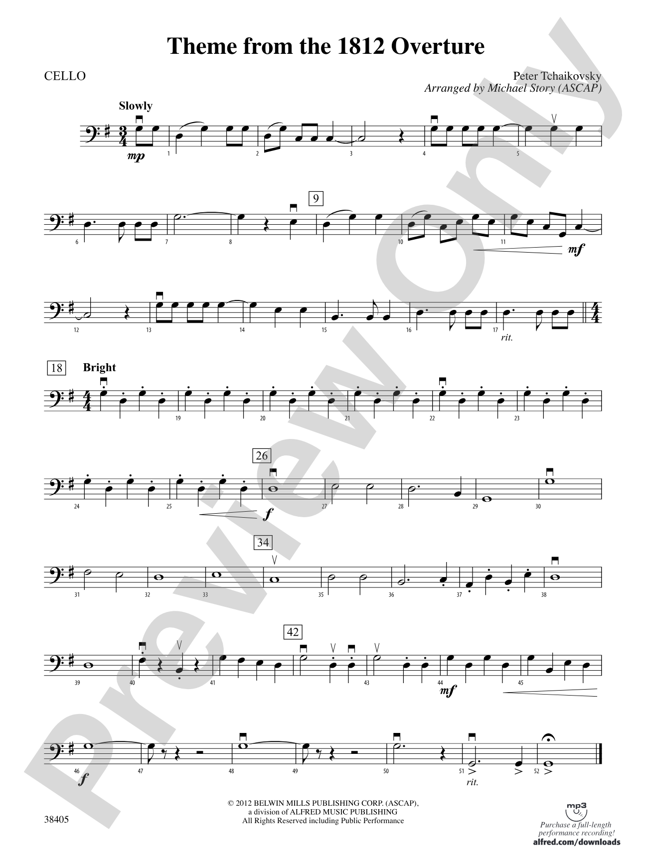 Theme from the "1812 Overture": Cello