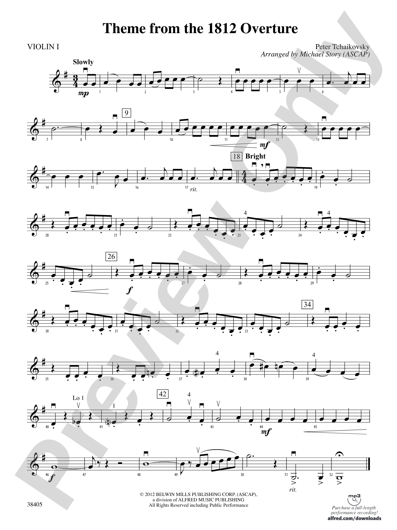 Theme from the "1812 Overture": 1st Violin
