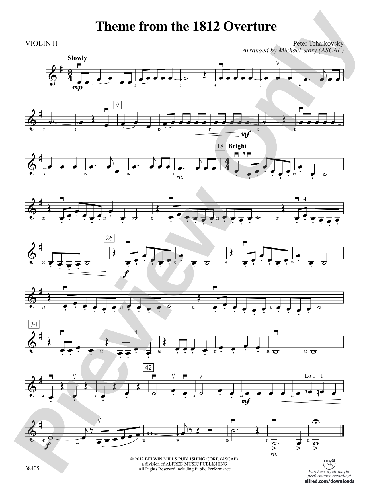Theme from the "1812 Overture": 2nd Violin