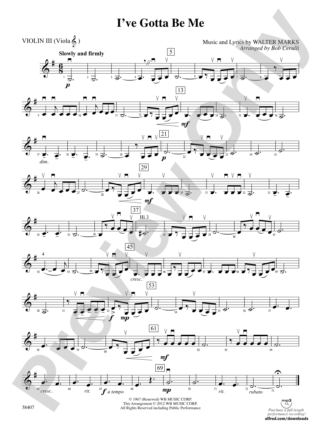 I've Gotta Be Me: 3rd Violin (Viola [TC])