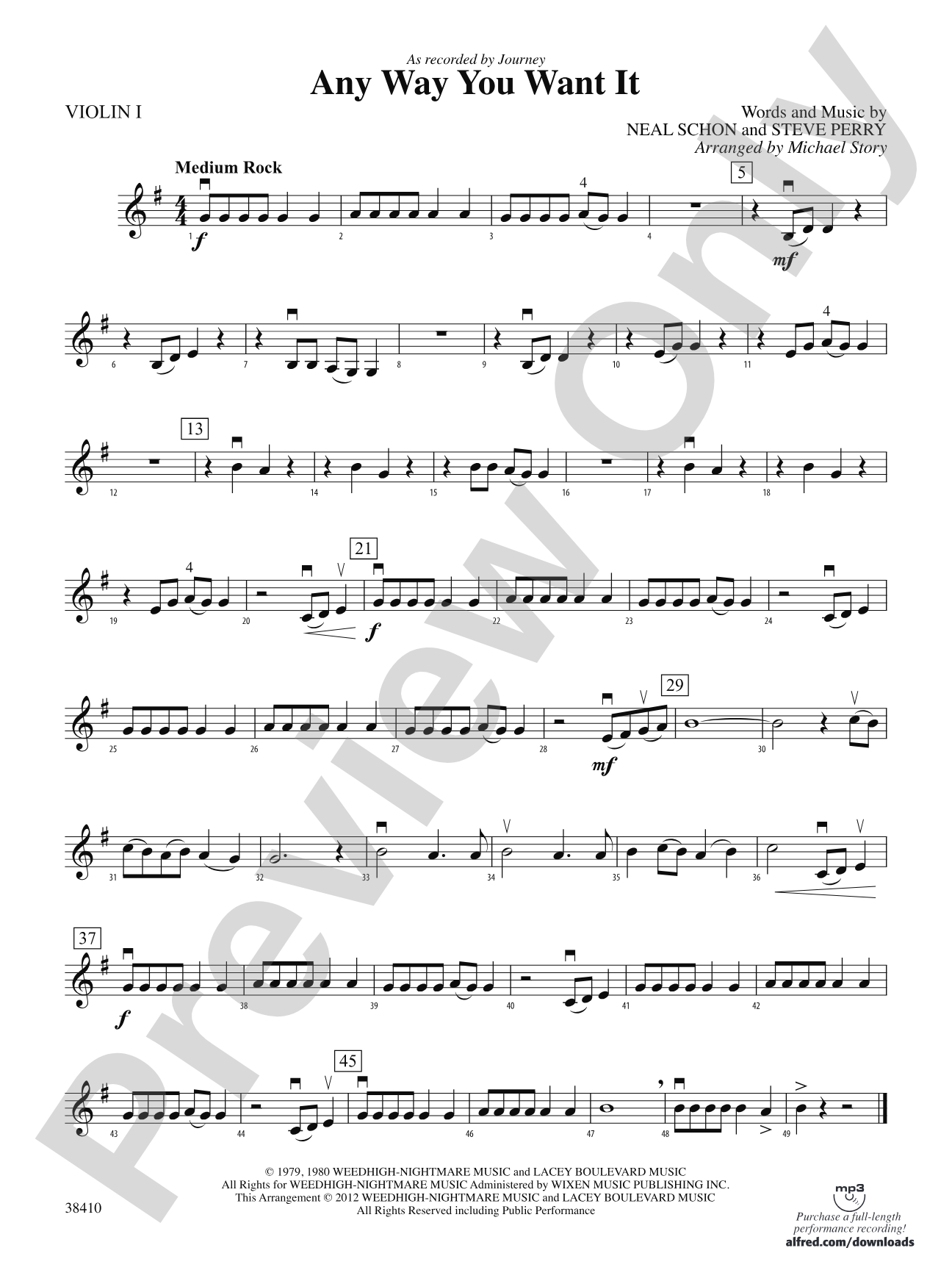Any Way You Want It: 1st Violin