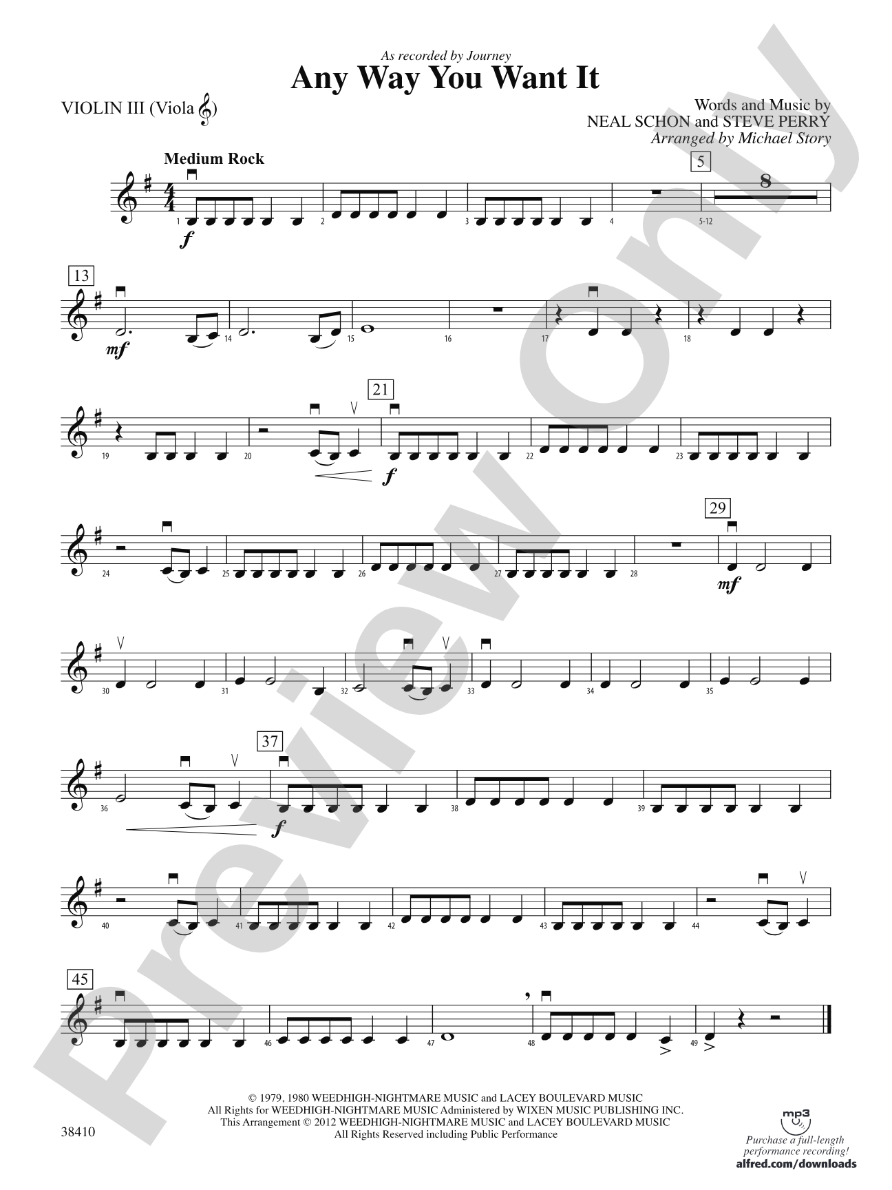 Any Way You Want It: 3rd Violin (Viola [TC])