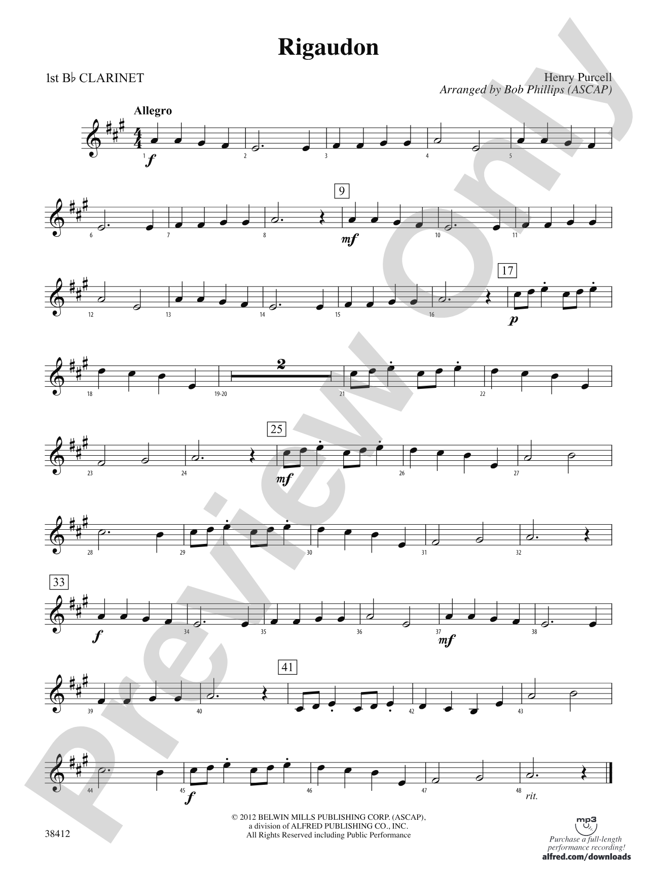 Rigaudon: 1st B-flat Clarinet