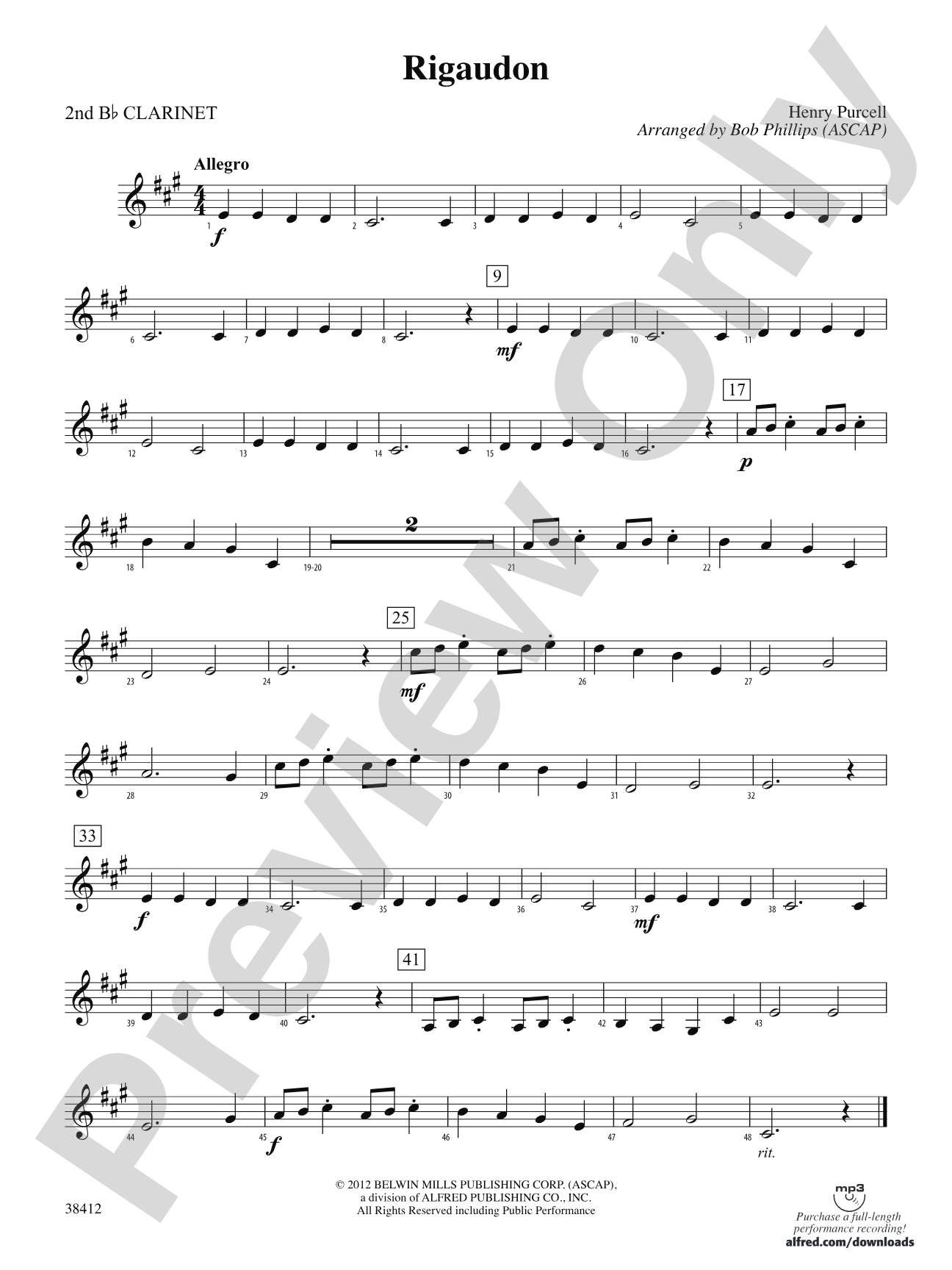 Rigaudon: 2nd B-flat Clarinet