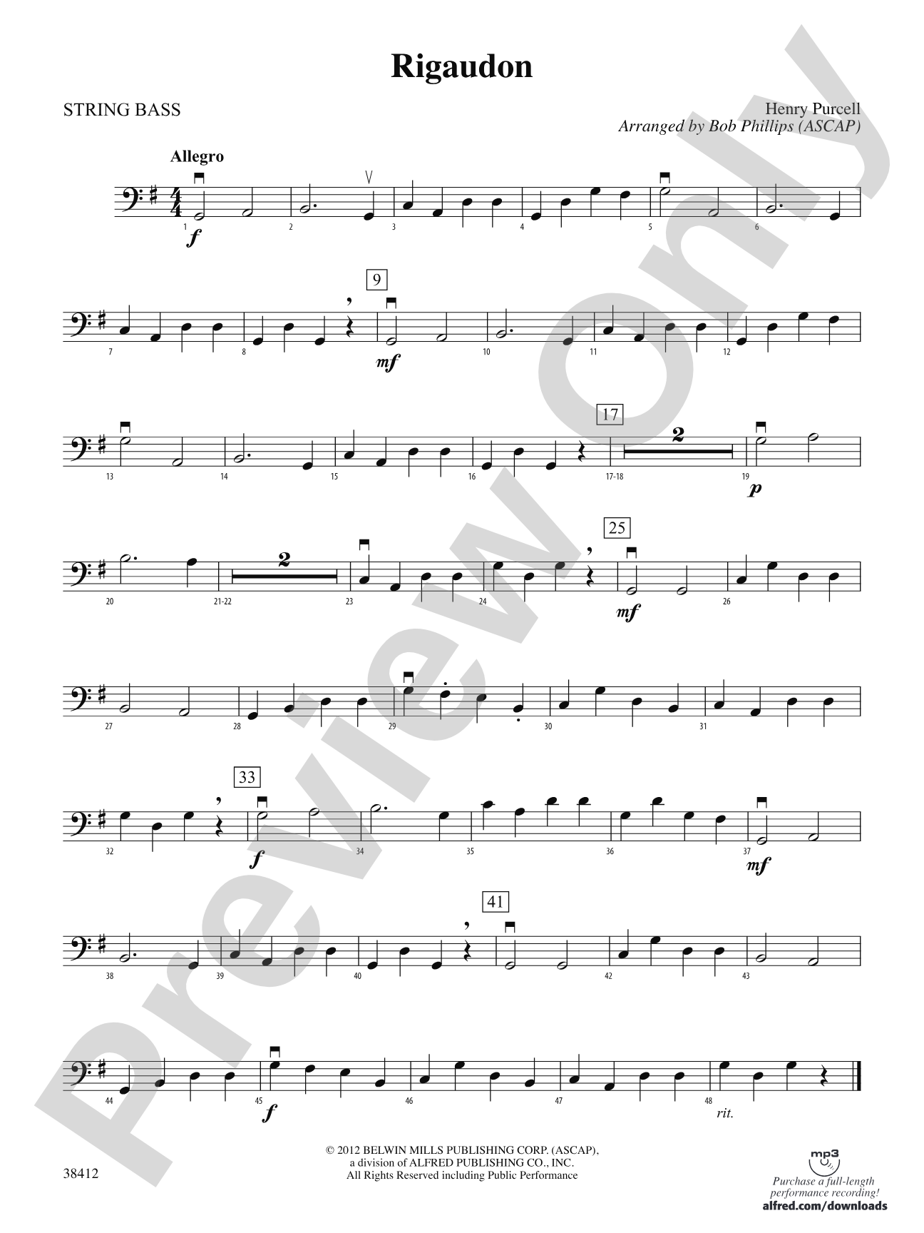 Rigaudon: String Bass
